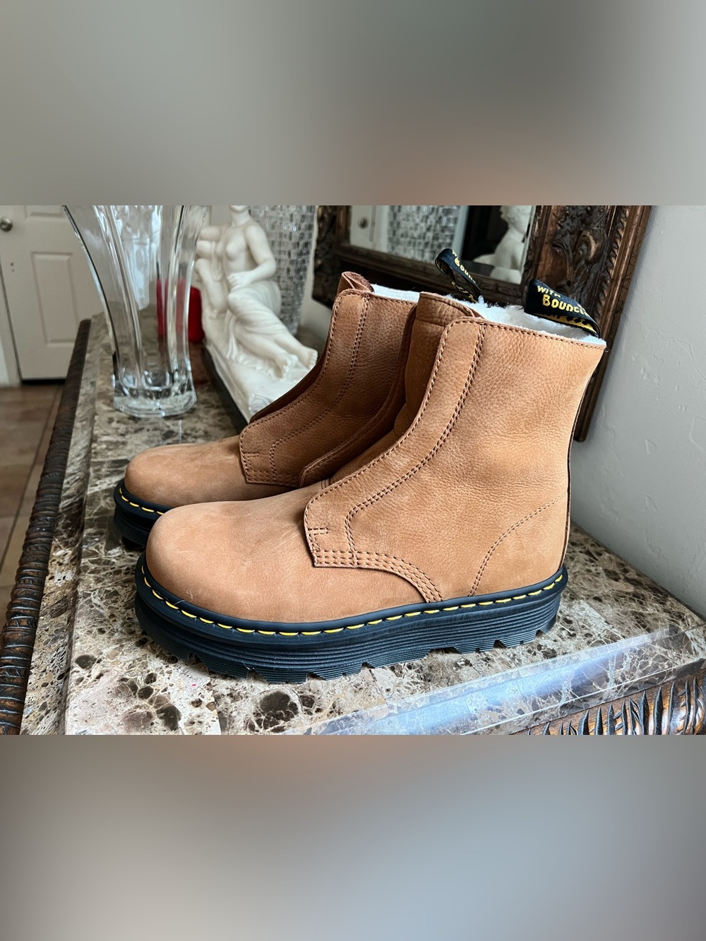 Dr. Martens Chestnut Tan Leather Platform Chelsea Boots
